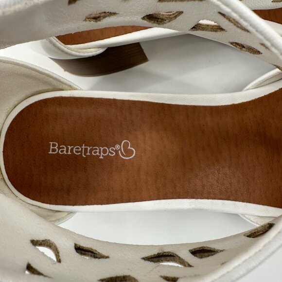 Baretraps Womens White Laser Cut Open-Toe Sandals Zipper Block Heels Size 10 - Picture 6 of 12